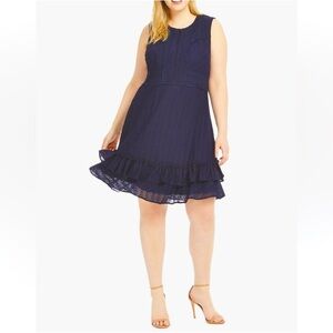 Adelyn Rae Knit Eyelet Ruffle Shift Sleeveless Tank‎ Top Mini Dress Navy 3X XXXL